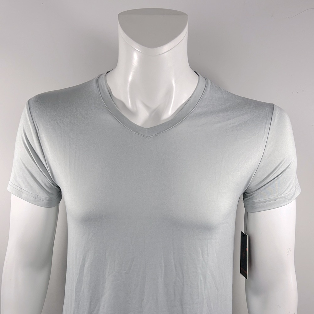 SPYDER V-NECK T-SHIT, LOUNGEWEAR, LIGHT GREY, MEDIUM, 90% POLYESTER 10% SPANDEX